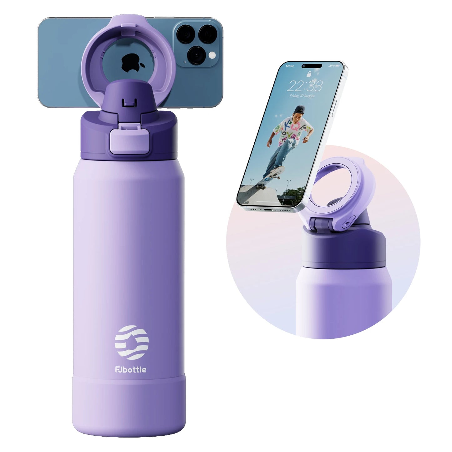 Water Bottle with Magnetic Phone Holder Bouncing cover Insulation Cup