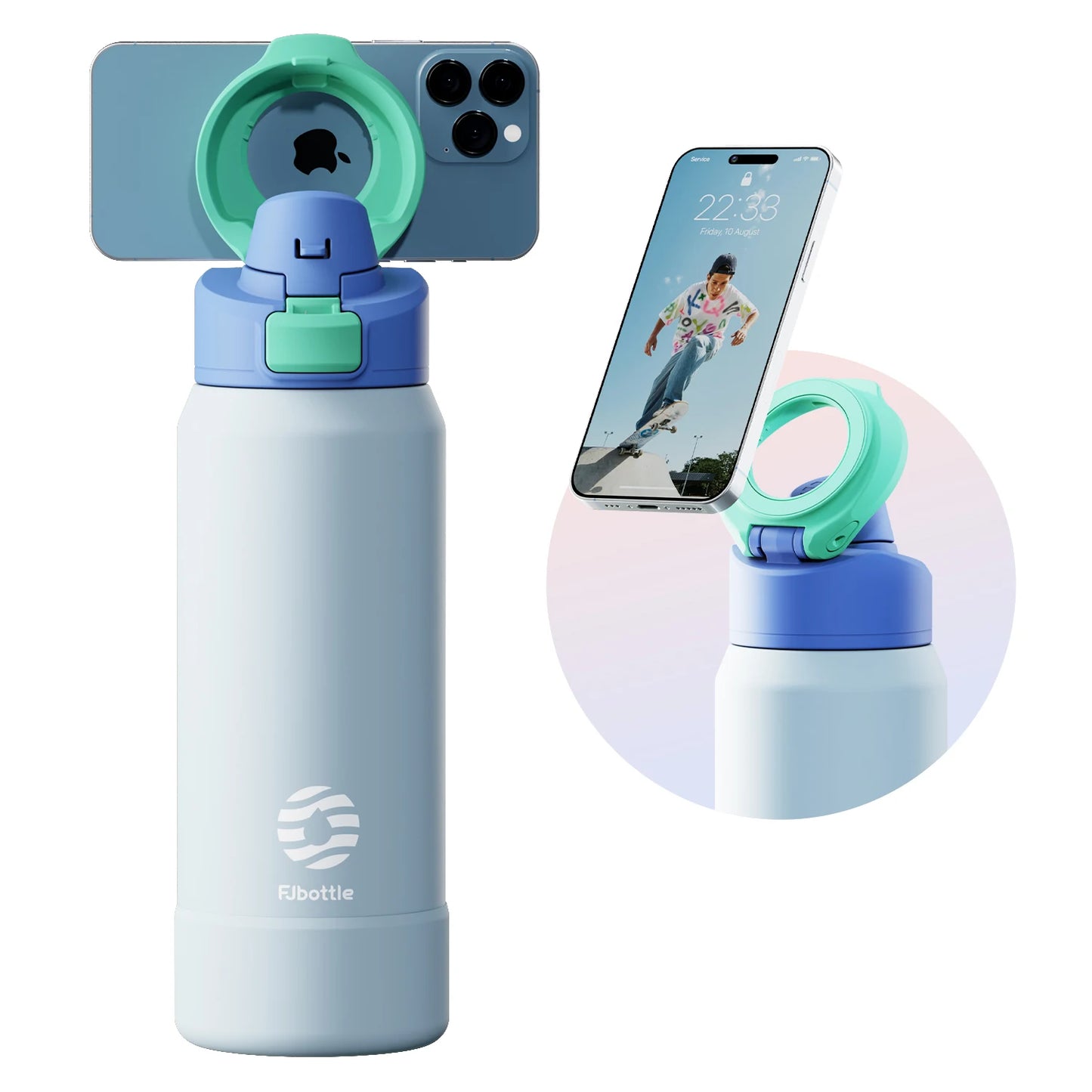 Water Bottle with Magnetic Phone Holder Bouncing cover Insulation Cup